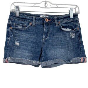 Aeropostale‎ Shorts Women's 4 Blue Denim Low Rise Distressed Cuffed Cut Off Y2K